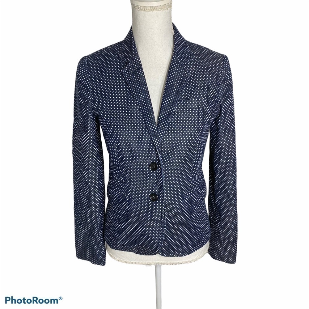 J.Crew Schoolboy Blazer Indigo Polka Dot Sz 0 Blue Women’s